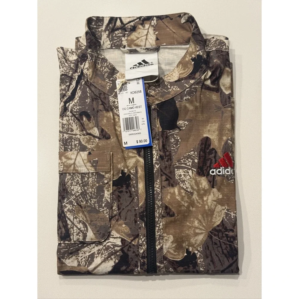Adidas OG Camo Vest Men's M Brown Camouflage Full Zip Cotton KD6258